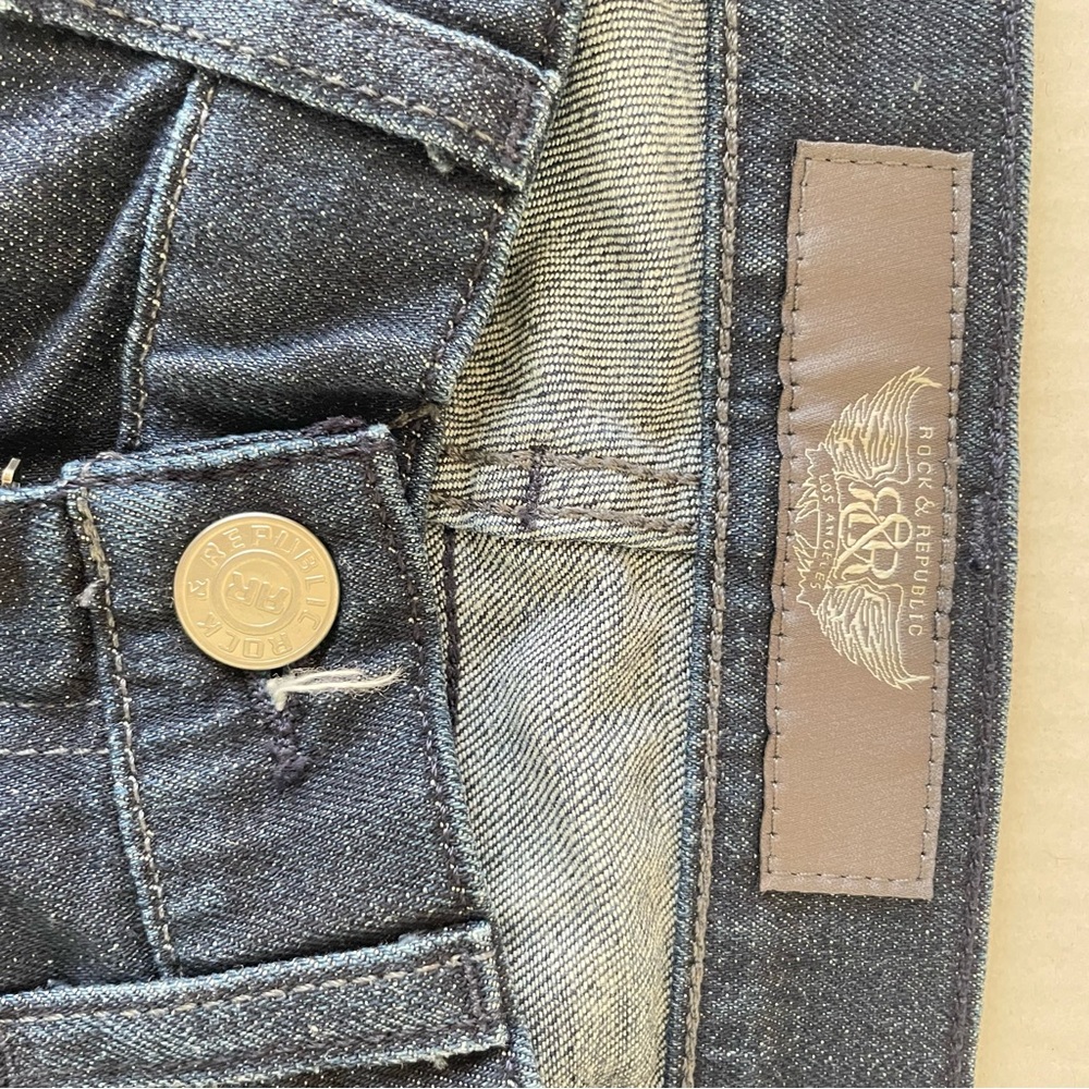 Y2K Rock & Republic women’s Dark Blue Jeans Embellished Pockets - Picture 8 of 14